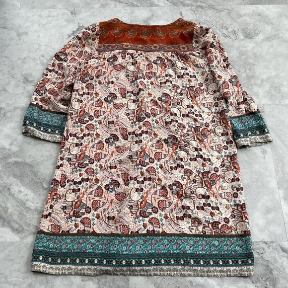 Flying Tomato Womens Tunic Top Size Small Boho Hippie 3/4 Sleeve Multicolor - Picture 3 of 5